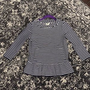 Kate Spade Navy Striped Peplum Top